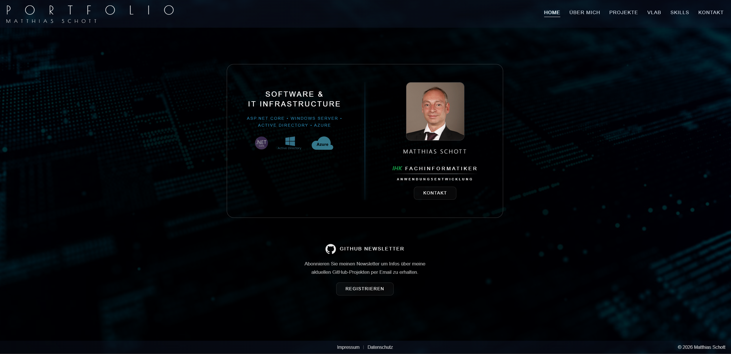 Startseite des Portfolios