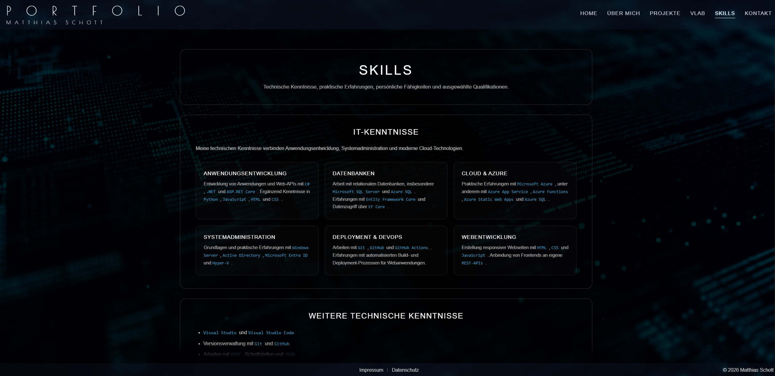Skills-Seite